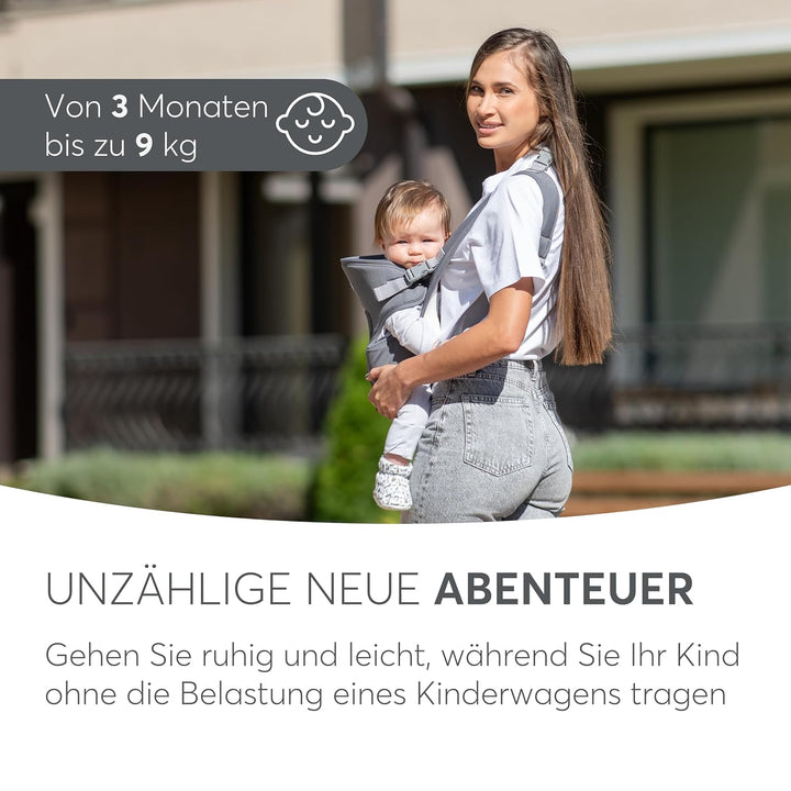 KikkaBoo Babytrage Neugeborenes MYRA, Ab 3 Monaten, Ergonomisch & Bequem, Für Babys bis 9 kg, 3 Trag