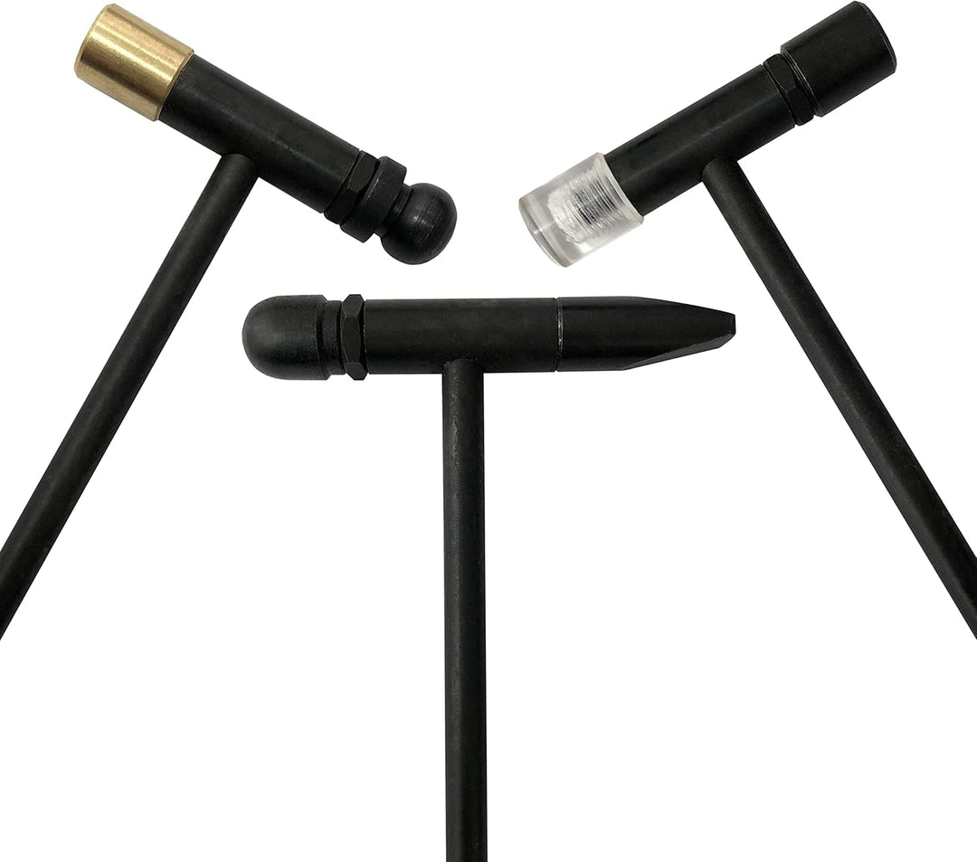 Jewellers Tools 6,3 cm Stahl/Gummi Block & 6 Hammer Set Präzisionshammer austauschbare Köpfe (495)