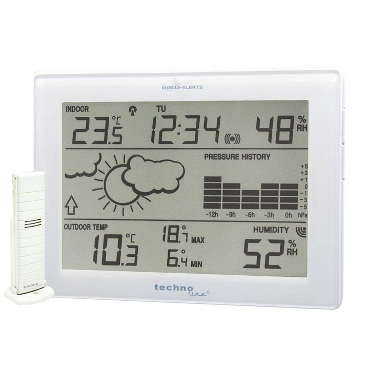 Technoline MA 10410 Wetterstation mit Anbindung zum MOBILE ALERTS Haus-Überwachungs-System, Weiss Si