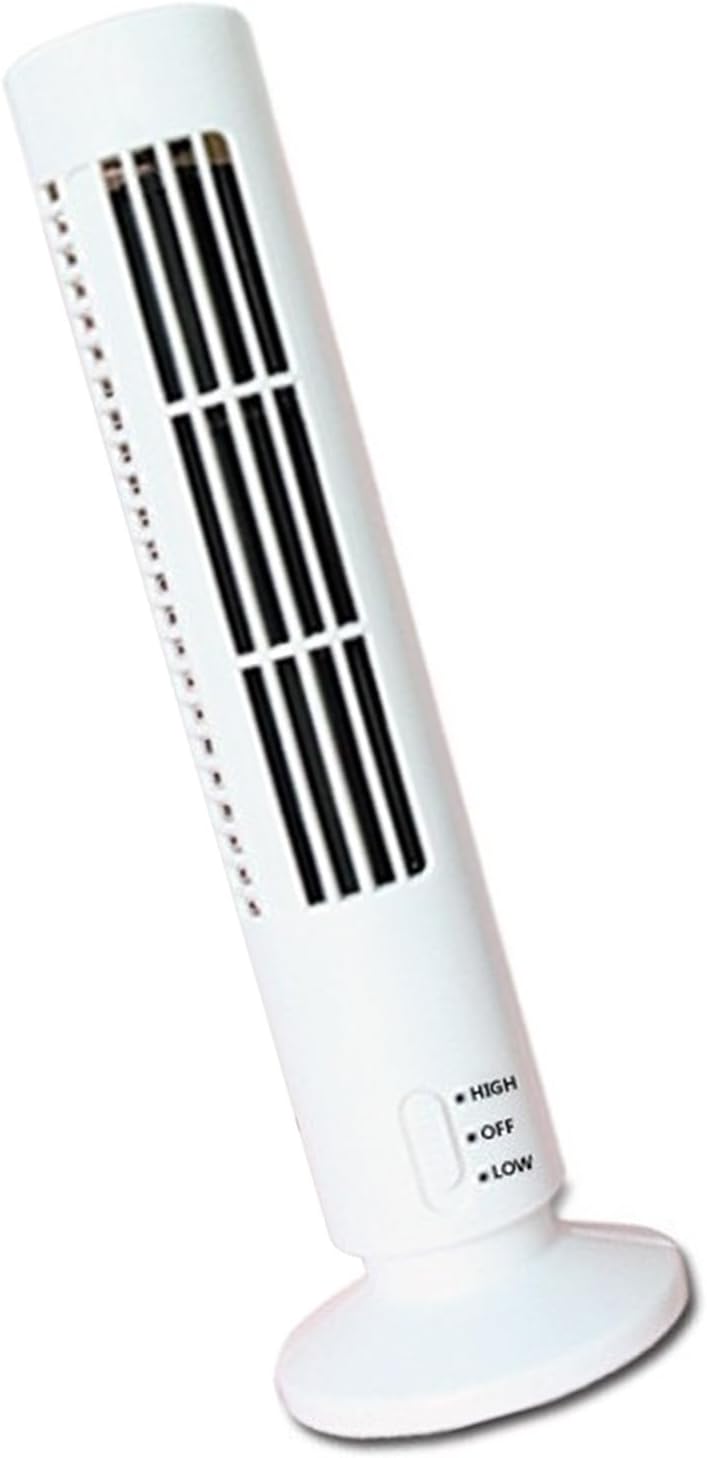 USB Flügelloser Turmventilator, Oszillierend 2 Geschwindigkeiten | Wiederaufladbar, Leiser Betrieb,