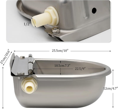 Edelstahl Automatische Rinderwassertrog mit Verstellbarem Schwimmerventil für Kuh Pferd Ziege Schafe
