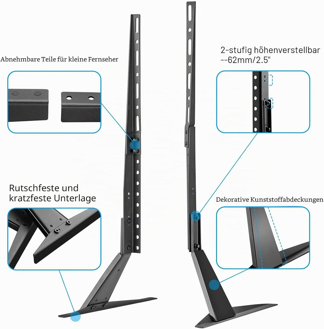 Suptek TV Ständer, TV Standfuss für LCD LED 22-65 Zoll Flach &amp; Curved Fernseher bis zu 50KG, Fernseh