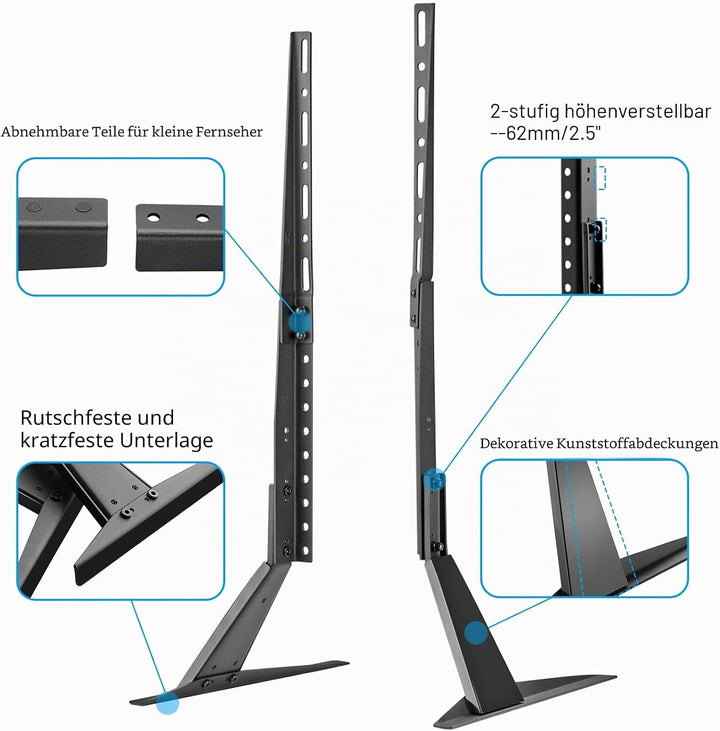 Suptek TV Ständer, TV Standfuss für LCD LED 22-65 Zoll Flach &amp; Curved Fernseher bis zu 50KG, Fernseh