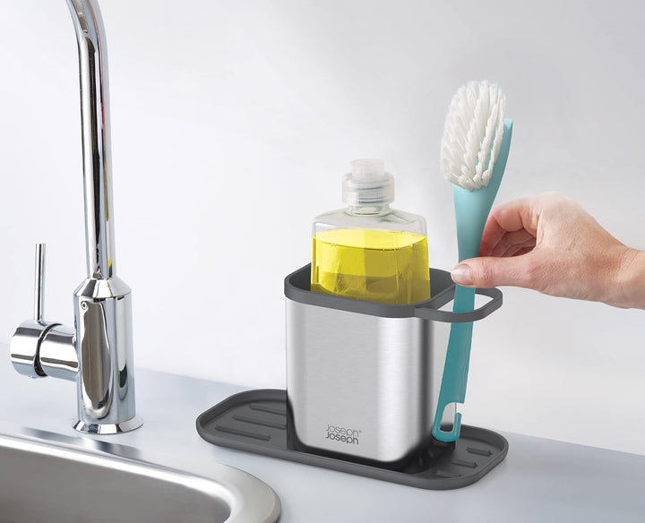 Joseph Joseph Duo Spültischablage Arbeitsplatte Caddy Organizer, Schwammhalter, Edelstahl, Stahl
