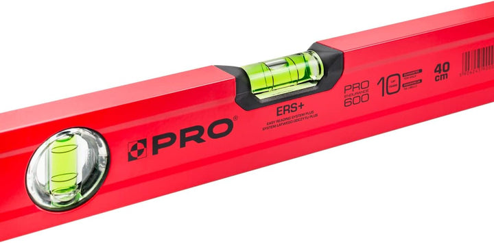 PRO600 Wasserwaage 40 cm mit Ergonomischen Profil - ERS+ (Easy Reading System) Präzise Wasserwaage m