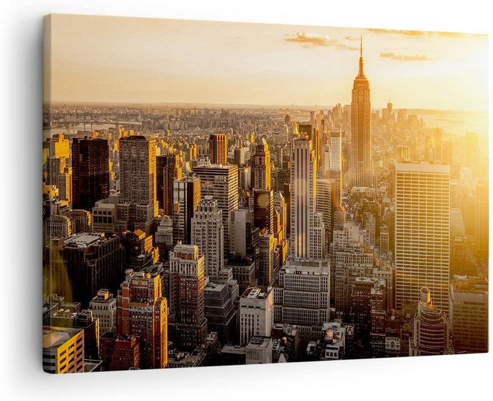 Bilder auf Leinwand New York Wolkenkratzer Manhattan Leinwandbild 70x50cm Wandbilder Dekoration Wohn