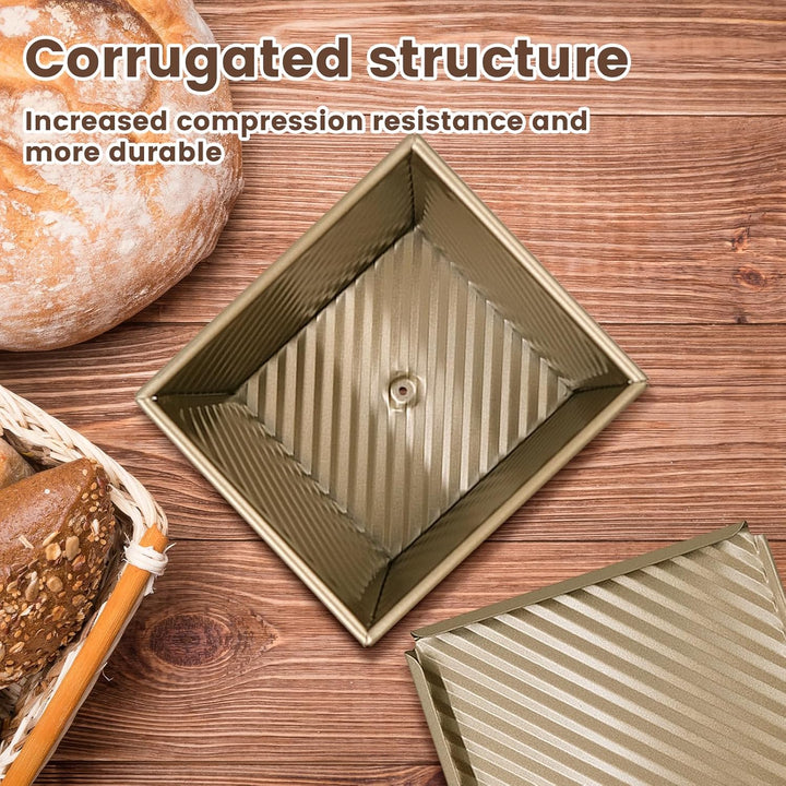 Kastenform Brot,Brotbackform mit Deckel - 250g Wellenform Quadratische Toastbrot Backform, Roségold