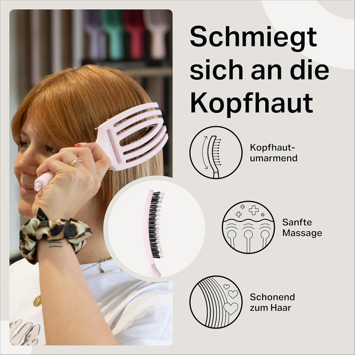 Olivia Garden Fingerbrush Care Iconic - Medium - Pastellrosa - Entwirrende Haarbürste mit Wildschwei