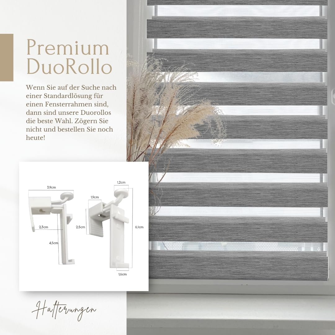 Home-Vision® DuoRollo Klemmfix, Doppelrollo ohne Bohren mit Klämmträgern, Rollos für Fenster und Tür