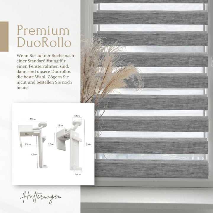 Home-Vision® DuoRollo Klemmfix, Doppelrollo ohne Bohren mit Klämmträgern, Rollos für Fenster und Tür