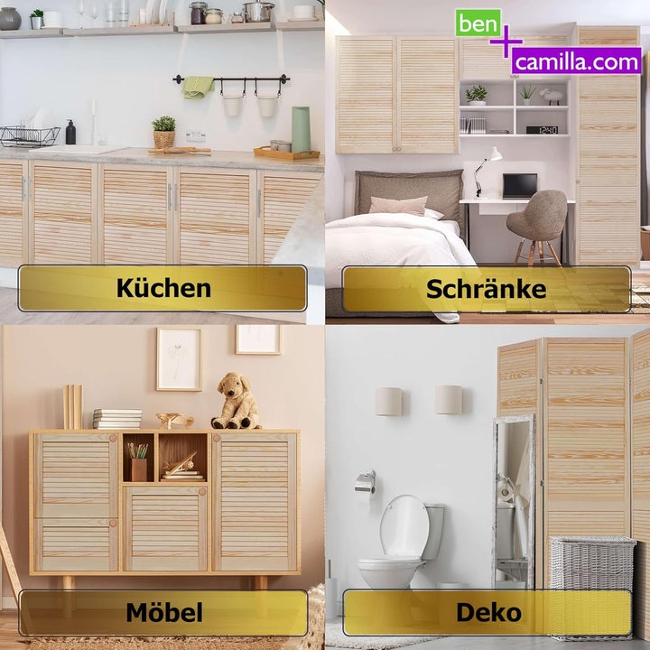 ben+camilla.com Lamellentür geschlossen Holz Kiefer Natur unbehandelt 993 x 594 x 21 mm 993 x 594 mm