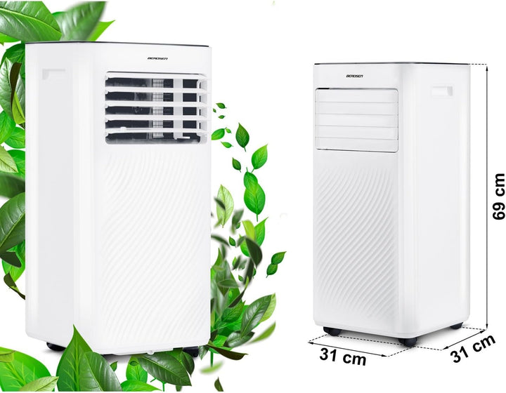 Berdsen Mobiles Klimagerät 3-in-1-9000 BTU - Kühlung, Entfeuchtung, Ventilation - Tuya Smart App - E