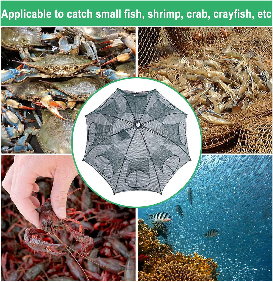 Fischernetz, tragbares Fischreusennetz, 8-Loch-Fischreusen, Fischnetz, faltbares Nylon-Fischernetz z