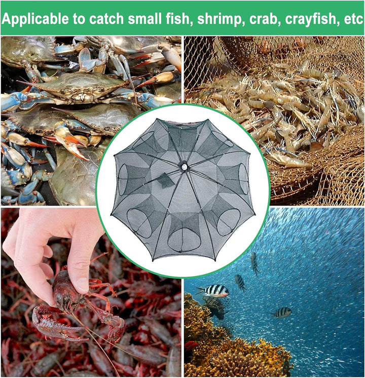 Fischernetz, tragbares Fischreusennetz, 8-Loch-Fischreusen, Fischnetz, faltbares Nylon-Fischernetz z