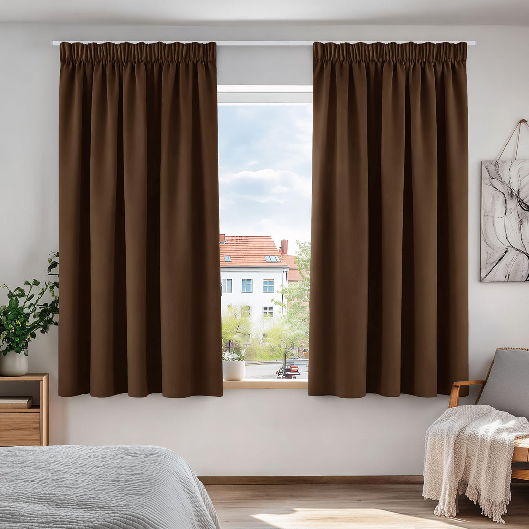 Deconovo Gardinen Kräuselband Vorhang Blickdicht Thermovorhang Verdunkelung, 138x117cm(HöhexBreite),