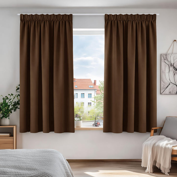 Deconovo Gardinen Kräuselband Vorhang Blickdicht Thermovorhang Verdunkelung, 138x117cm(HöhexBreite),