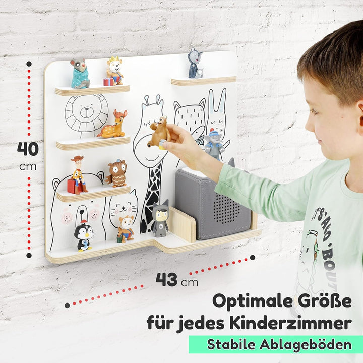 stadtecken Holzregal für Musikbox I Passend für die Toniebox und ca. 35 Tonies I Perfekte Aufbewahru