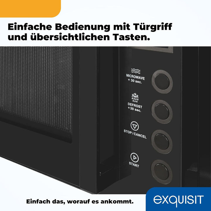 Exquisit Mikrowelle MW7020-F-030DI schwarz | Flatbed | Microwellengerät 700 Watt | Timer | 20 Liter