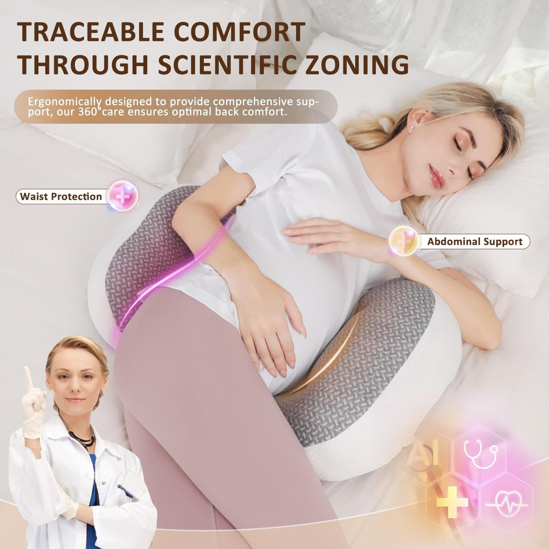 Chilling Home Schwangerschaftskissen zum Schlafen, Seitenschläferkissen für den Bauch, Verstellbares