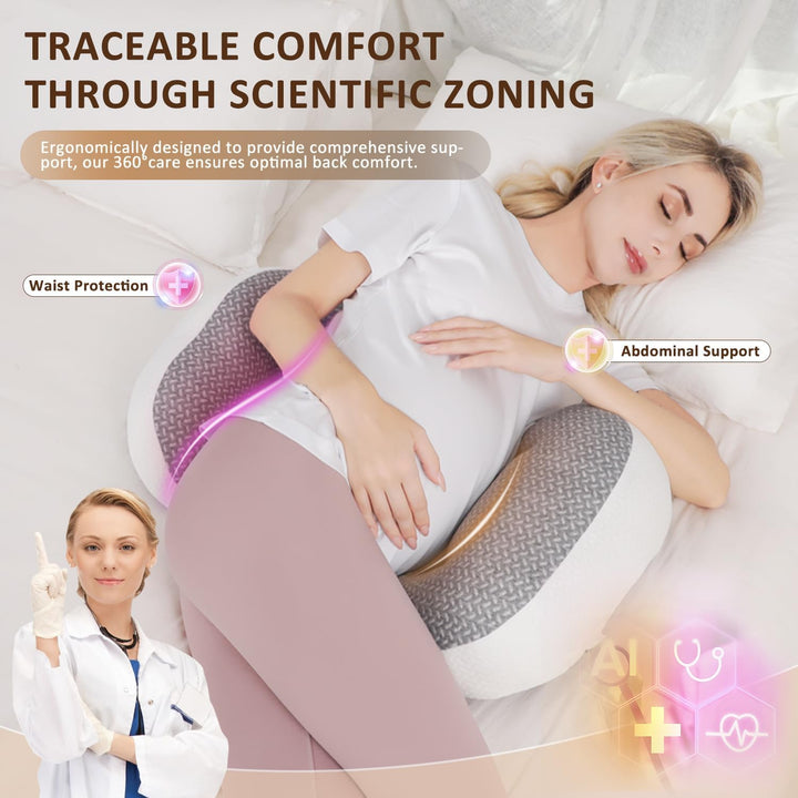 Chilling Home Schwangerschaftskissen zum Schlafen, Seitenschläferkissen für den Bauch, Verstellbares