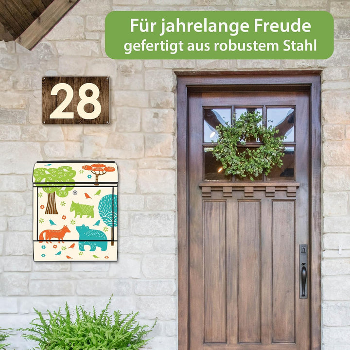 banjado Design Briefkasten 38,5x46,5x13cm & 2 Schlüssel - Briefkasten Stahl Schwarz mit Zeitungsfach
