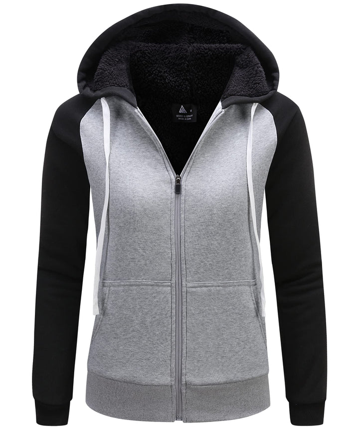 igeekwell Damen Fleecejacke mit Kapuze Warm Hoodie Jacke Damen Sweatjacke mit Teddyfutter Damen Outd
