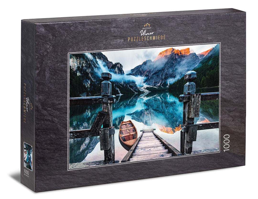 Ulmer Puzzleschmiede - Puzzle „Wildsee“ – Klassisches 1000 Teile Puzzle – Puzzlemotiv des abendliche