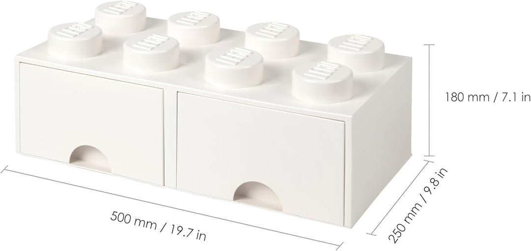 LEGO 4006 Brick 8 Knöpfe, 2 Schubladen, stapelbar Aufbewahrungsbox, 9,4 l, weiss, Plastik, Legion/Wh