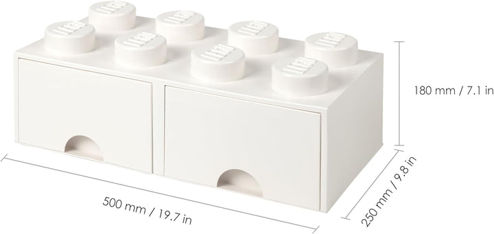 LEGO 4006 Brick 8 Knöpfe, 2 Schubladen, stapelbar Aufbewahrungsbox, 9,4 l, weiss, Plastik, Legion/Wh
