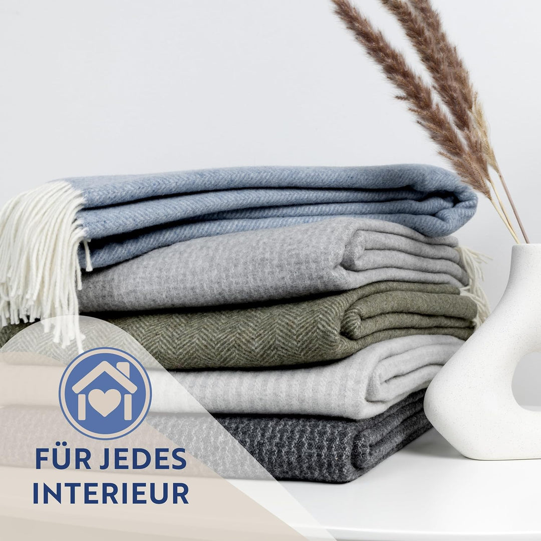 Nostra Andora Tagesdecke 140x200 | Weiche Merino Wolldecke mit 10% Kaschmir | Picnic Blanket | Warme