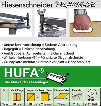 HUFA®-Schneidhexe Diagonal Fliesenschneider 1400mm c-AL Premium inkl. 5 St. DEWEPRO SingleScrubs, Di