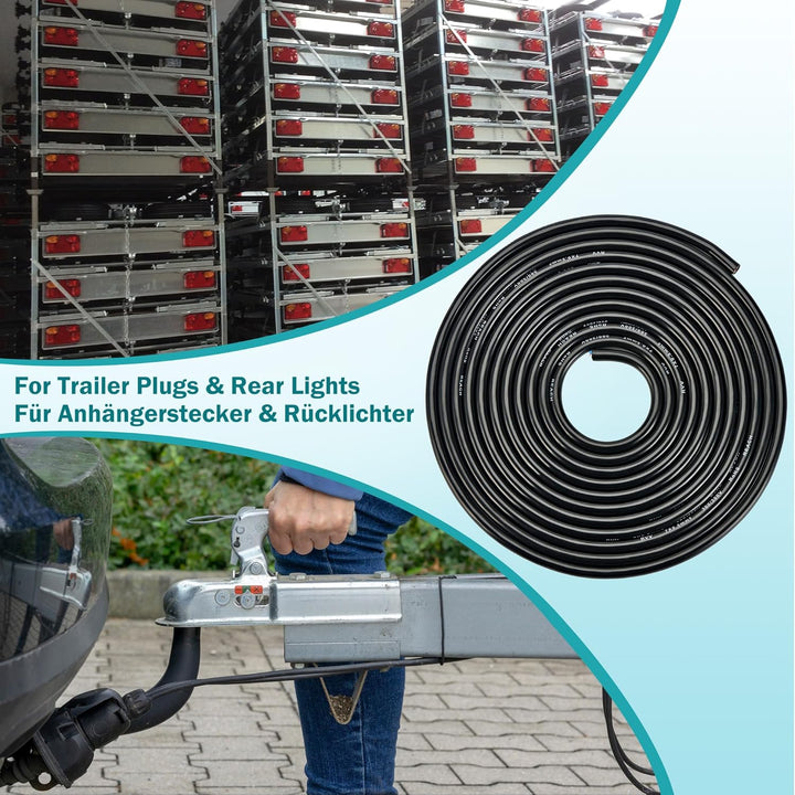 10M Anhänger Kabel Autokabel 7 Pin, 0,5mm² Automotive 7 Core Kabel Fahrzeugleitung 7cores, 12V 24V K