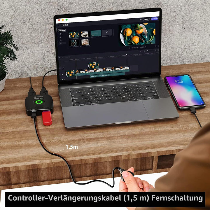 USB 3.0 Switch 2 PC, 2 in 1 out | USB Switch 3.0 for 2 Computers Share Mouse, Keyboard, with Wired R