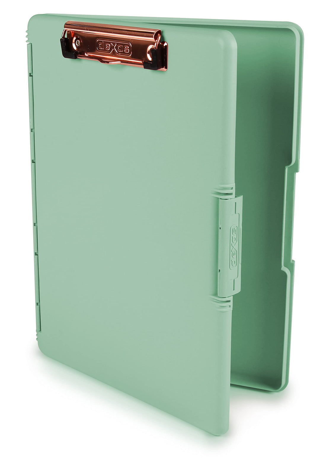 Dexas Slimcase 2 Klemmbrett mit seitlicher Ã–ffnung, 31,8 x 24,1 cm, Meeresschaumgrün mit roségolden