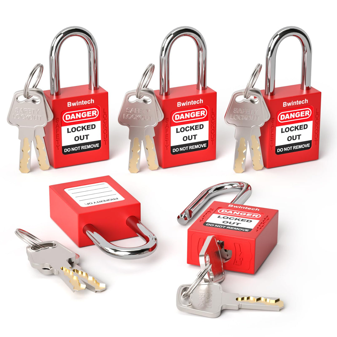 5 Stück 38MM verschlüsselt verschiedene rote Sicherheitsvorhängeschloss Lockout Tagout Schloss für L