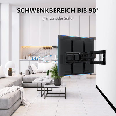 Ribelli® TV Wandhalterung Schwenkbar Neigbar max.VESA 600x400mm für 32 – 84 Zoll, TV Halterung, Flac