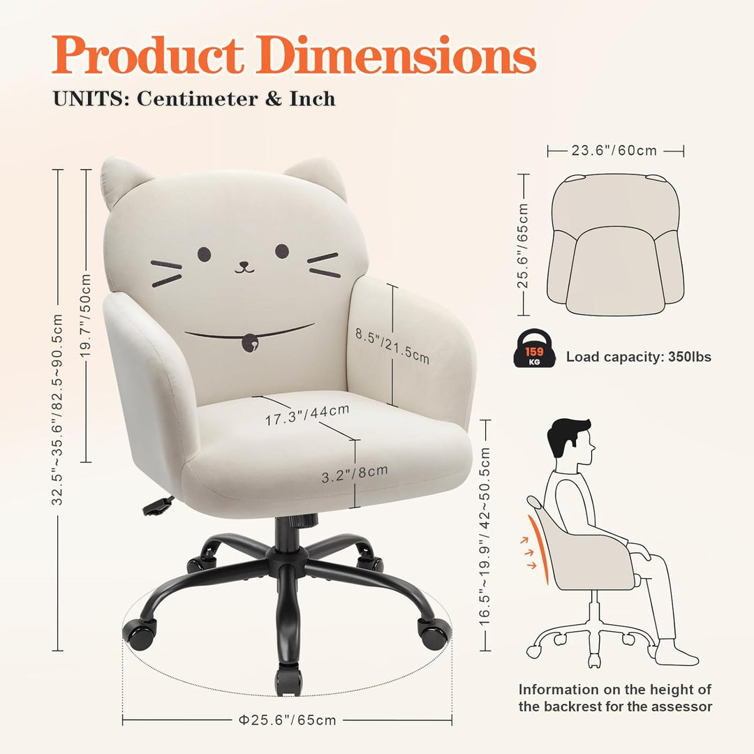IWMH Bürostuhl,Ergonomisch Homeoffice Stuhl mit breiter Sitzfläche,Schreibtischstuhl mit Katzenmotiv