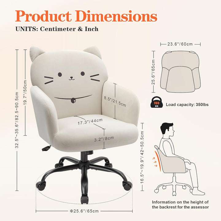 IWMH Bürostuhl,Ergonomisch Homeoffice Stuhl mit breiter Sitzfläche,Schreibtischstuhl mit Katzenmotiv