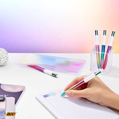 BIC 4 Farben Kugelschreiber Set 4 Colours Gradient, 5er Pack in Metallic-Farbverlauf, nachfüllbar, I