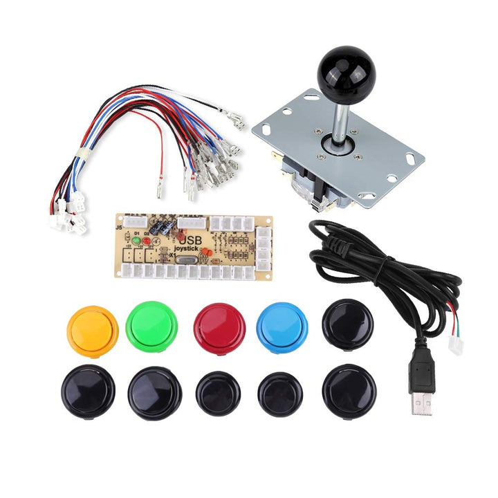Hilitand Null Verzögerung Arcade-Spiel DIY Teile Kits 10 Tasten + PC-Spiele Schwarz Joystick + USB-E