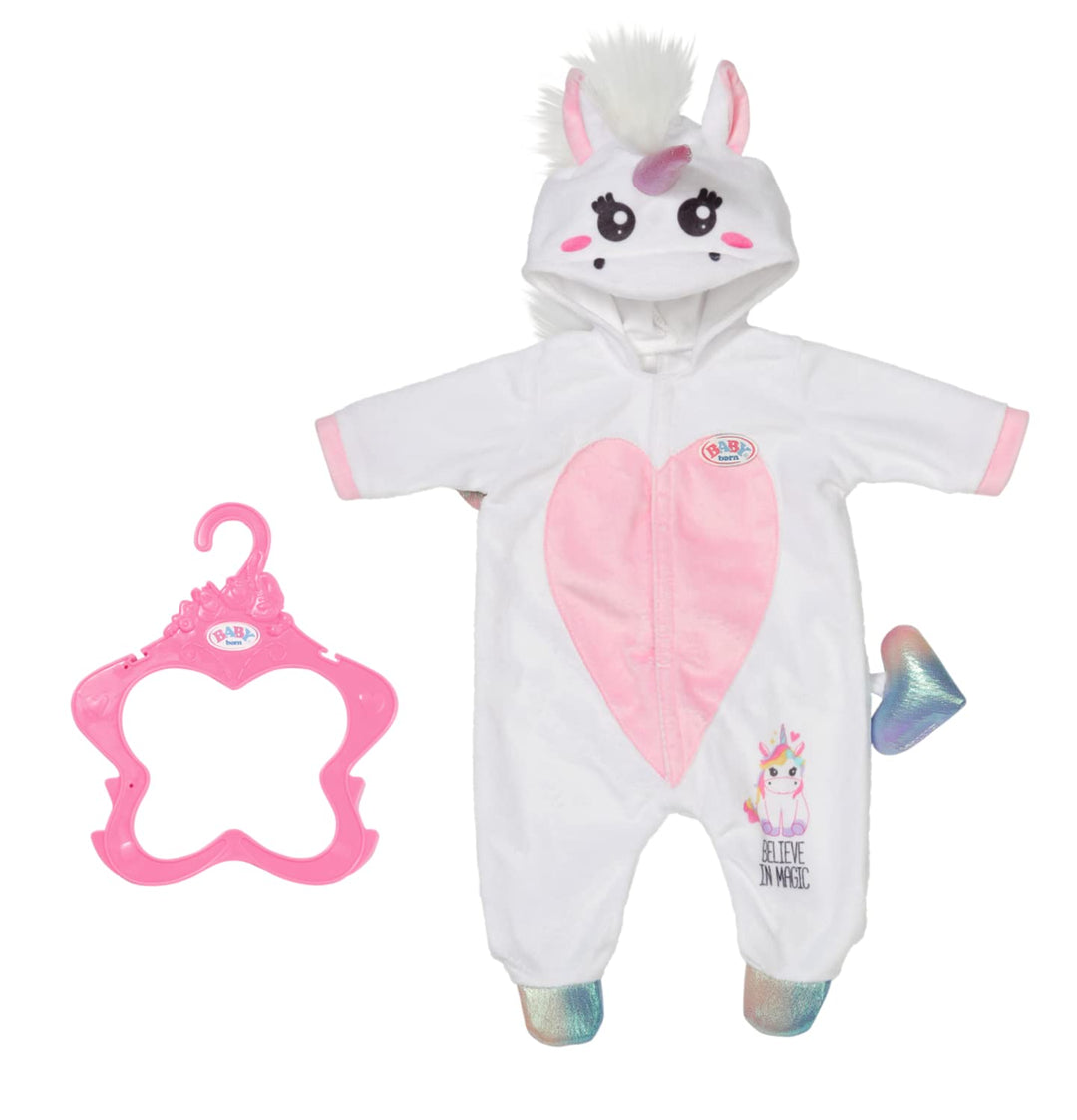 BABY born Einhorn Kuschelanzug, Strampelanzug in rosa weiss mit Flügeln und Einhorn-Kapuze, 832936 Z