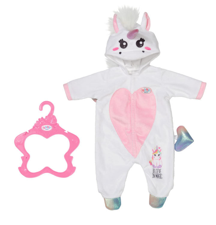 BABY born Einhorn Kuschelanzug, Strampelanzug in rosa weiss mit Flügeln und Einhorn-Kapuze, 832936 Z