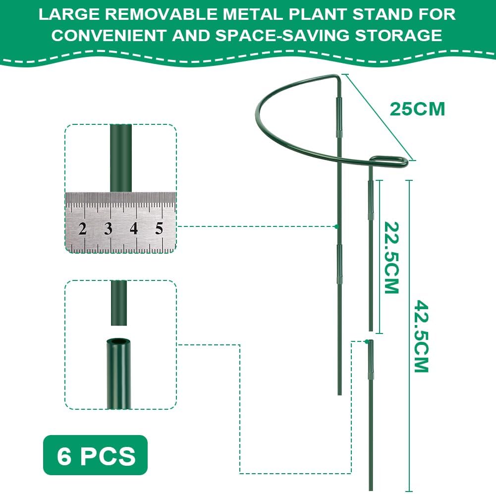 OFFCUP Pflanzenstützen, 6 Stück Pflanzenhalter Ringkäfig 25 * 40CM Staudenhalter Halbrund Metall Str
