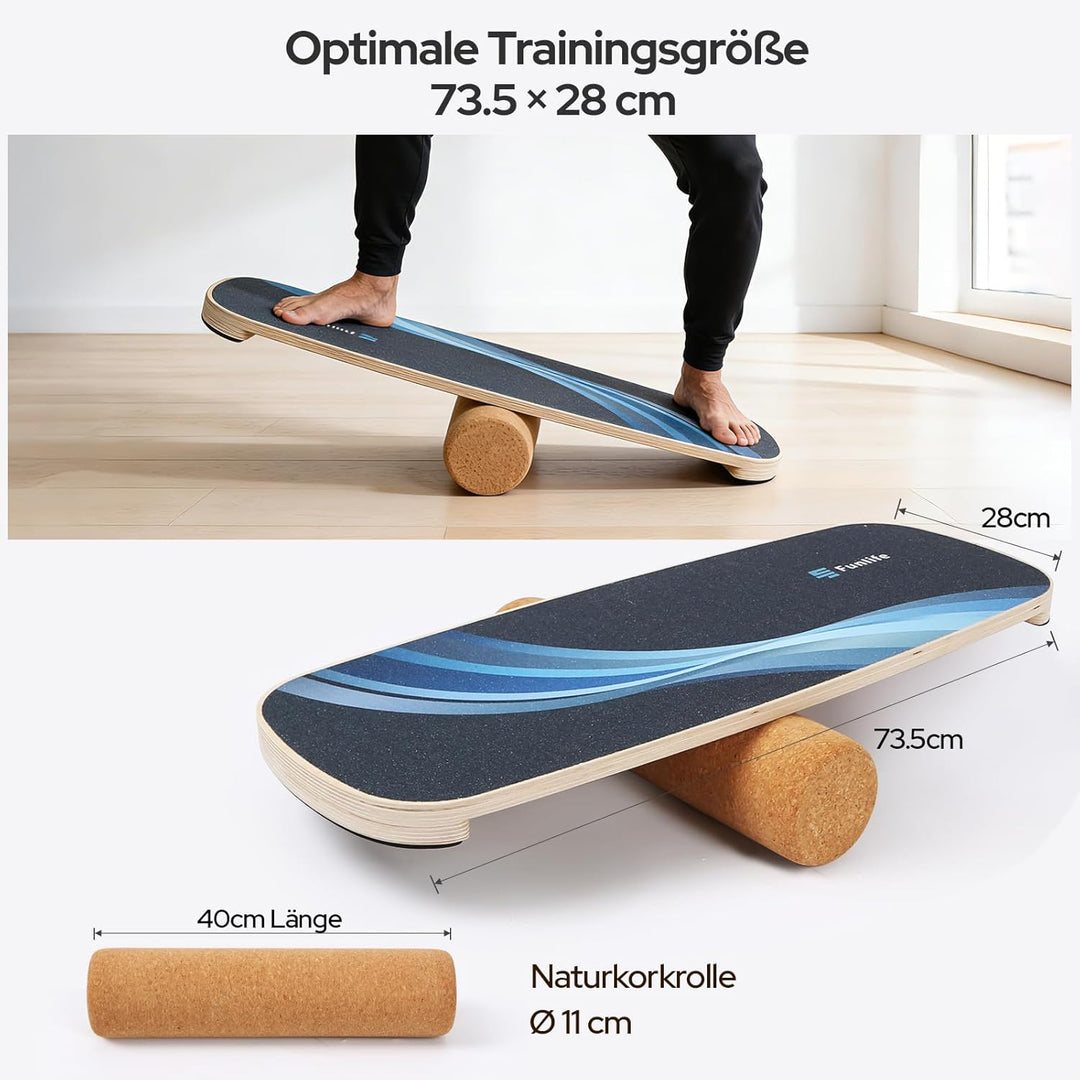 FunLife Balance Board aus Holz – Stabiler Gleichgewichtstrainer für Core Training, Fitness & Balance