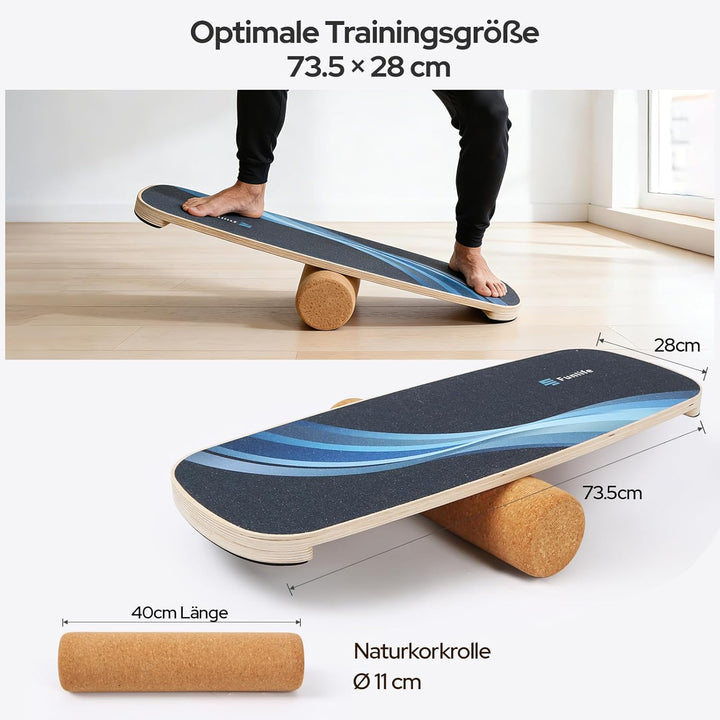 FunLife Balance Board aus Holz – Stabiler Gleichgewichtstrainer für Core Training, Fitness & Balance