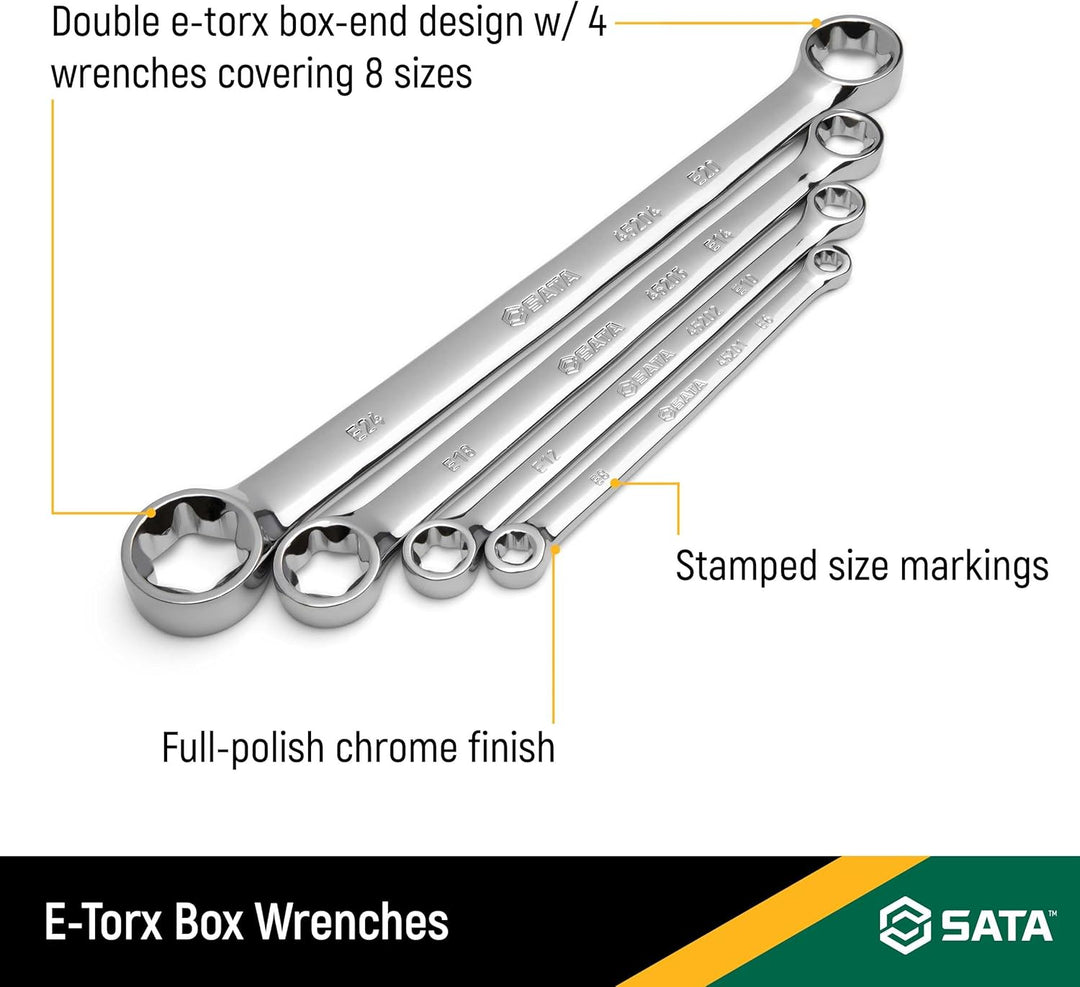 SATA ST09012SJ Doppelringschlüssel, Ringschlüssel, Schraubenschlüssel E-Profil für Aussen-Torx Schra