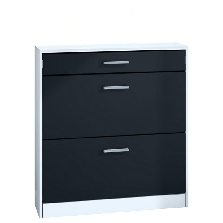Schuhschrank Roma Schmal mit 2 Klappen und 1 Schublade, Platzsparender Schuhkipper Flurschrank für D