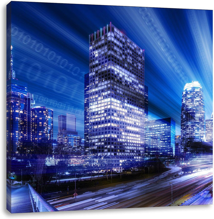 Los Angeles Matrix, Format: 70x70 auf Leinwand, XXL riesige Bilder fertig gerahmt mit Keilrahmen, Ku