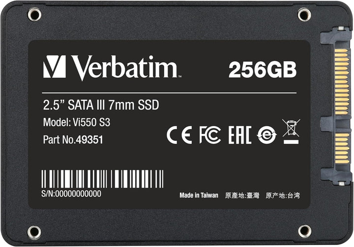 Verbatim Vi550 S3 SSD, internes SSD-Laufwerk mit 256 GB Datenspeicher, Solid State Drive mit 2,5'' S