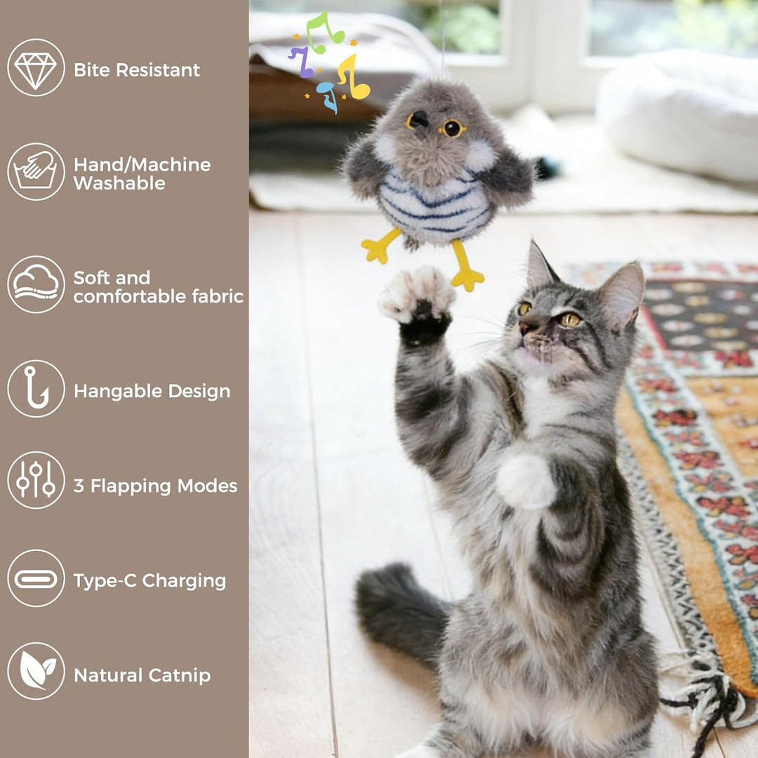Katzenspielzeug Vogel Interaktives Zwitscherndes Elektrisch Fliegender Vogel Katzenspielzeug mit Kat